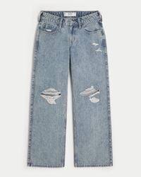 Hollister - Low Rise Baggy-Jeans in mittlerer Waschung mit Rissen - Lyst