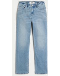 Hollister - High-rise Light Wash Straight Jeans - Lyst