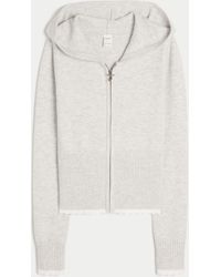 Hollister - Gilly Hicks Scalloped Hem Zip-up Hoodie Sweater - Lyst