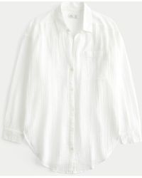 Hollister - Button-up Gauze Shirt Dress - Lyst