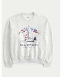 Hollister - Lässiges Sweatshirt mit Rundhalsausschnitt und New Riviera Croatia-Grafik - Lyst