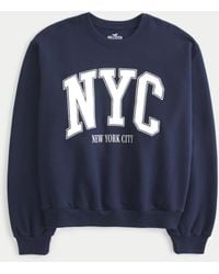 Hollister - Easy Nyc New York City Graphic Crew Sweatshirt - Lyst