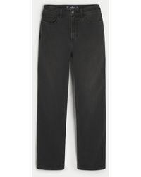 Hollister - Ultra High-rise Washed Black 90s Straight Jeans - Lyst