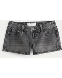 Hollister - Low-rise Grey Denim Mini Shorts - Lyst