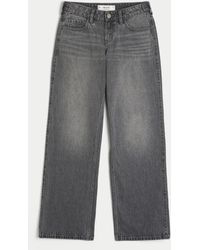 Hollister - Hollister Andi Adjustable Waist Low-rise Grey Baggy Jeans - Lyst