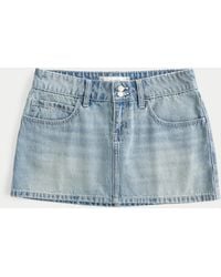 Hollister - Low-rise Denim Mini Skort - Lyst