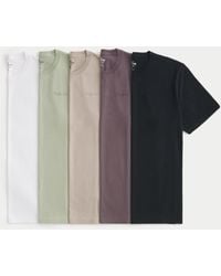 Hollister - Lässiges T-Shirt mit Rundhalsausschnitt und Logo im 5er-Pack - Lyst