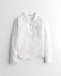 Hollister - Easy Lightweight Cotton Popover Shirt - Lyst