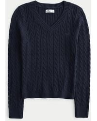 Hollister - Cable-knit V-neck Sweater - Lyst