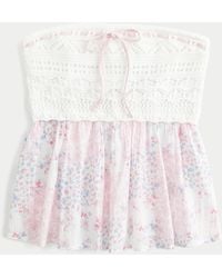 Hollister - Easy Crochet-style Babydoll Top - Lyst