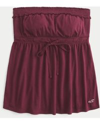 Hollister - Strapless Tie Waist Babydoll Top - Lyst
