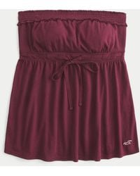 Hollister - Strapless Tie Waist Babydoll Top - Lyst