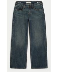 Hollister - Hollister Andi Adjustable Waist Low-rise Dark Wash Baggy Jeans - Lyst