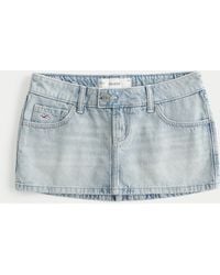Hollister - Ultra Low-rise Denim Icon Micro Mini Skort - Lyst