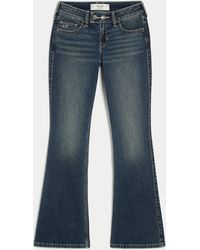 Hollister - Low-rise Dark Wash Tab Waist Bootcut Jeans - Lyst