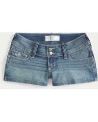 Hollister - Ultra Low-rise Denim Shortie Shorts - Lyst