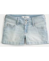 Hollister - Low-rise Light Wash Denim Shortie Shorts - Lyst