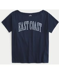Hollister - Oversized Off-the-shoulder East Coast Graphic Tee - Lyst