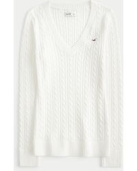 Hollister - Cable-knit Icon V-neck Sweater - Lyst