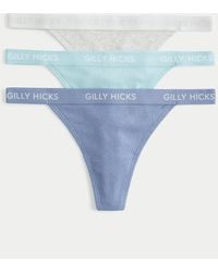 Hollister - Gilly Hicks Ribbed Cotton Blend Thong Underwear 3-pack - Lyst