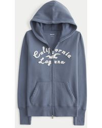 Hollister - Hollister Feel Good Waffle Lined Hood Zip-up Logo Graphic Hoodie - Lyst