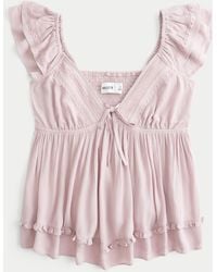 Hollister - Easy Handkerchief Hem Babydoll Top - Lyst