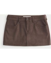 Hollister - Low-rise Faux Suede Mini Skort - Lyst