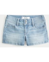 Hollister - Low-rise Medium Wash Denim Shortie Shorts - Lyst