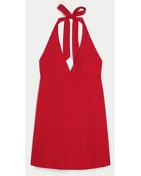 Hollister - Open Back Linen-blend Halter Dress - Lyst