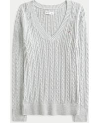 Hollister - Cable-knit Icon V-neck Sweater - Lyst