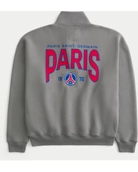 Hollister - Paris Saint-germain F.c. Graphic Quarter-zip Sweatshirt - Lyst