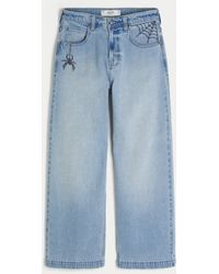 Hollister - Light Wash Spider Embroidery Super Baggy Jeans - Lyst