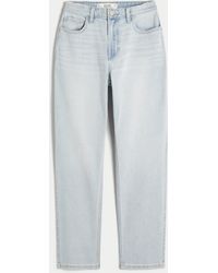 Hollister - Curvy High-rise Light Wash Straight Jeans - Lyst