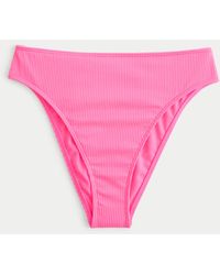Hollister - Curvy High-leg High-waist Ribbed Cheeky Bikini Bottom - Lyst