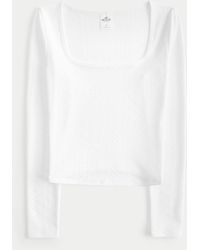 Hollister - Long-sleeve Eyelet Square-neck Top - Lyst