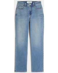 Hollister - Curvy High-rise Medium Wash Straight Jeans - Lyst
