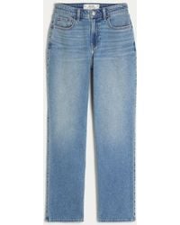 Hollister - Curvy High-rise Medium Wash Straight Jeans - Lyst