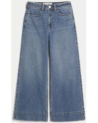 Hollister - Ultra High-rise Dark Wash Wide-leg Jeans - Lyst