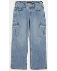 Hollister - Low-rise Medium Wash Cargo Baggy Jeans - Lyst