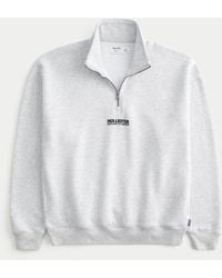 Hollister - Boxy Quarter-zip Logo Graphic Sweatshirt - Lyst