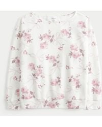 Hollister - Hollister Feel Good Oversized Off-the-shoulder Floral Bow Pattern Sweatshirt - Lyst