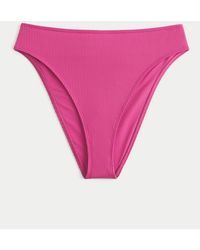 Hollister - Curvy High-leg High-waist Ribbed Cheeky Bikini Bottom - Lyst