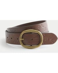 Hollister - Embossed Floral Faux Leather Belt - Lyst