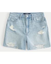 Hollister - Ultra High Rise Jeans-Shorts in heller Waschung mit Rissen, 13 cm - Lyst