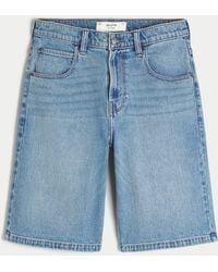 Hollister - Below-the-knee Medium Wash Super Baggy Denim Shorts - Lyst