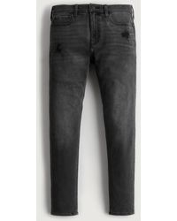 Hollister Distressed Washed Black Super Skinny Jeans