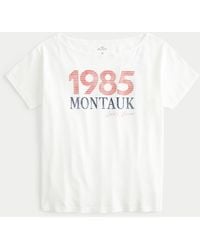 Hollister - Oversized Off-the-shoulder Montauk Graphic Tee - Lyst