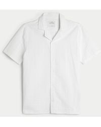 Hollister - Short-sleeve Button-through Seersucker Shirt - Lyst
