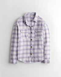 Hollister Oversized Flannel Shirt Jacket - Purple