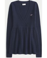 Hollister - Wrap Front Long-sleeve Babydoll Sweater - Lyst